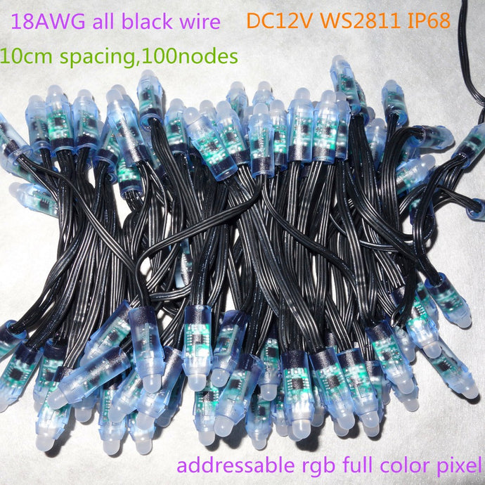 RGB LED Pixel String / 100ct / 12v / ws2811